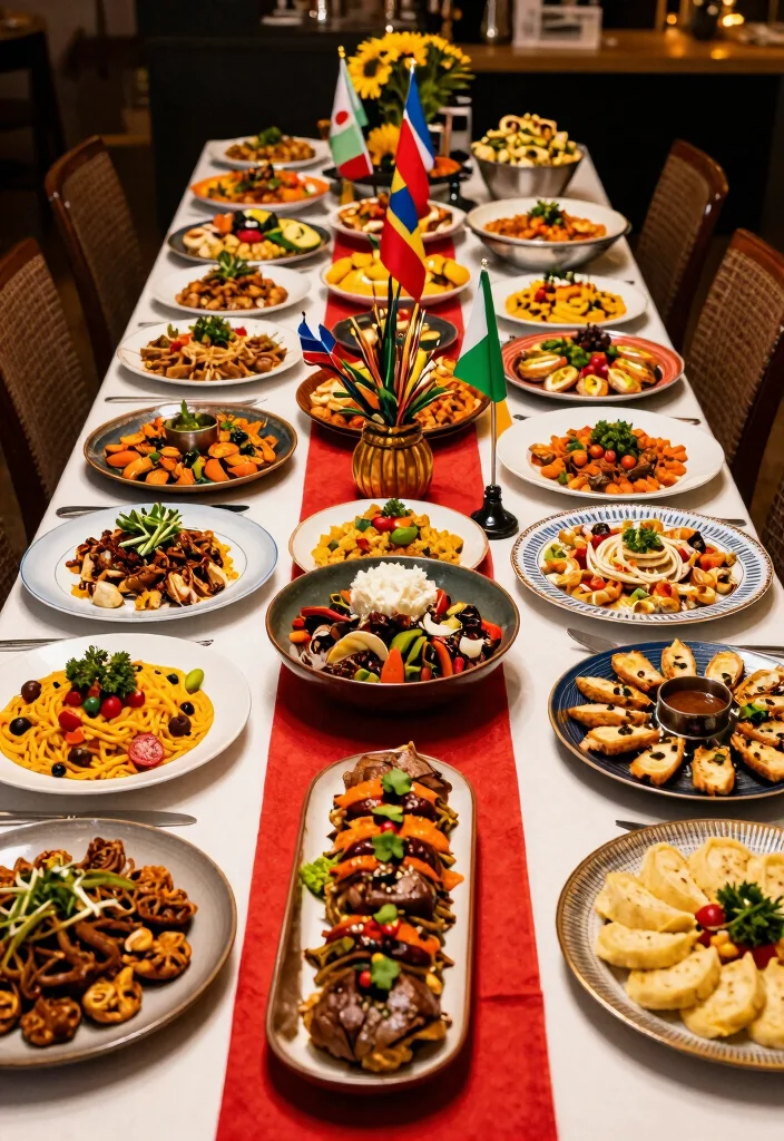 17 Wedding Buffet Table Setup Ideas That Flow Beautifully - 12. Themed International Cuisine 1