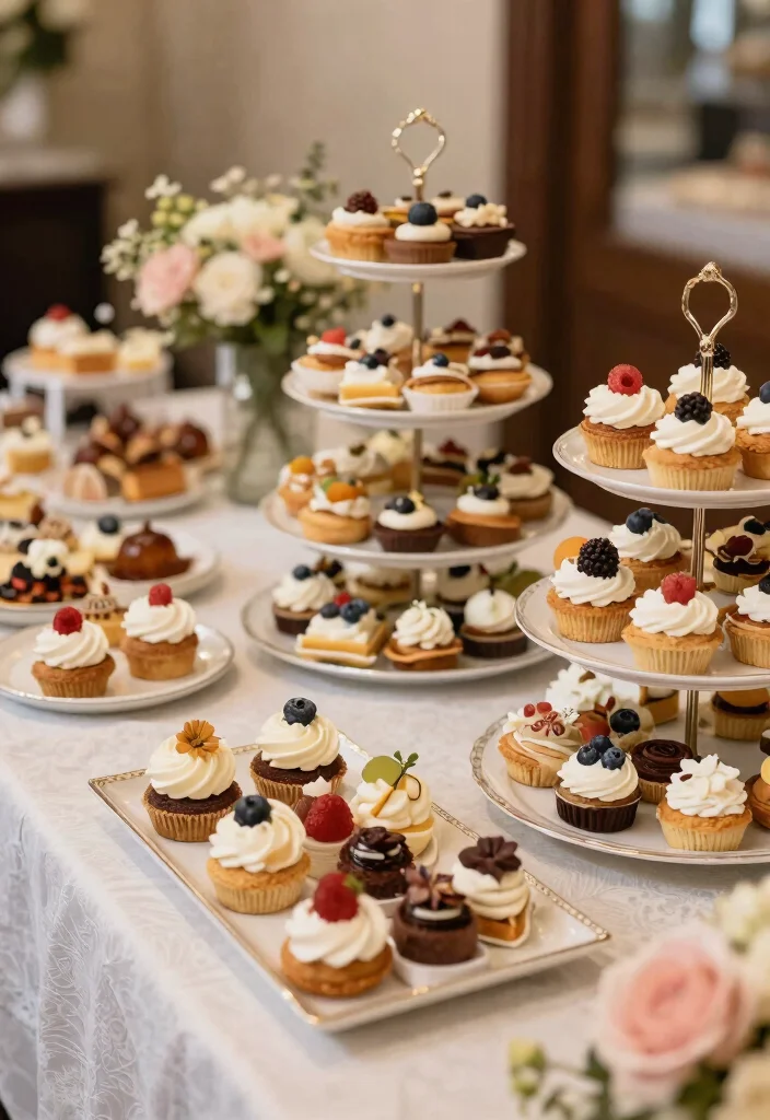 17 Wedding Buffet Table Setup Ideas That Flow Beautifully - 13. Elegant Dessert Table 1