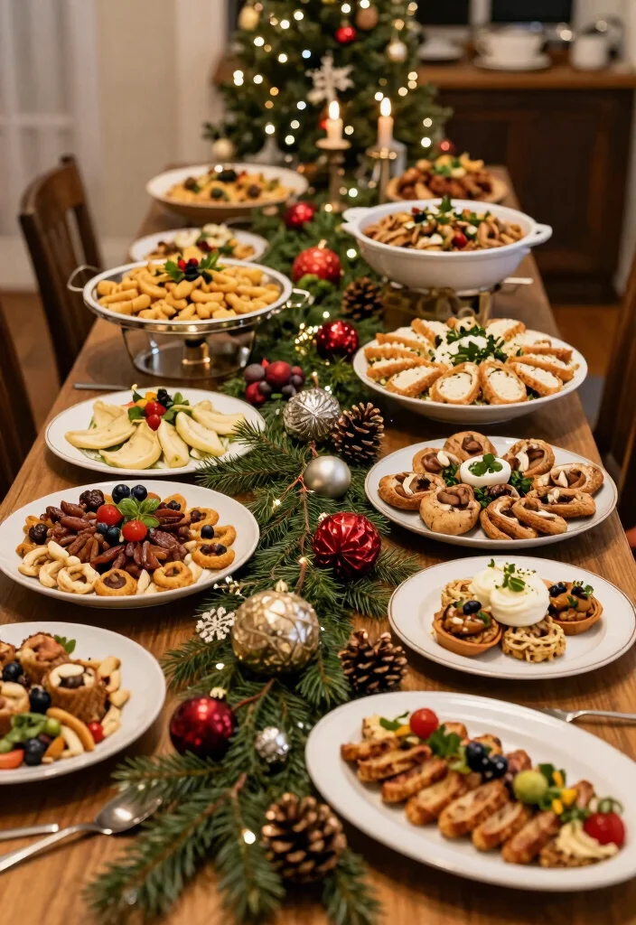 17 Wedding Buffet Table Setup Ideas That Flow Beautifully - 14. Holiday-Inspired Buffets 1