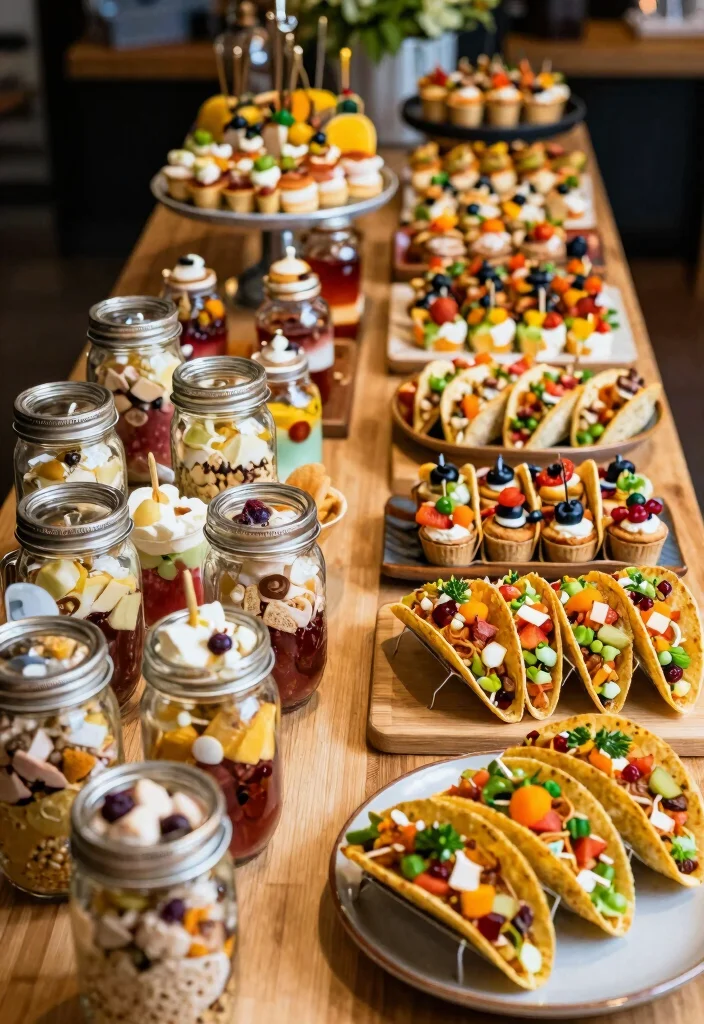 17 Wedding Buffet Table Setup Ideas That Flow Beautifully - 15. Unique Food Presentation 1