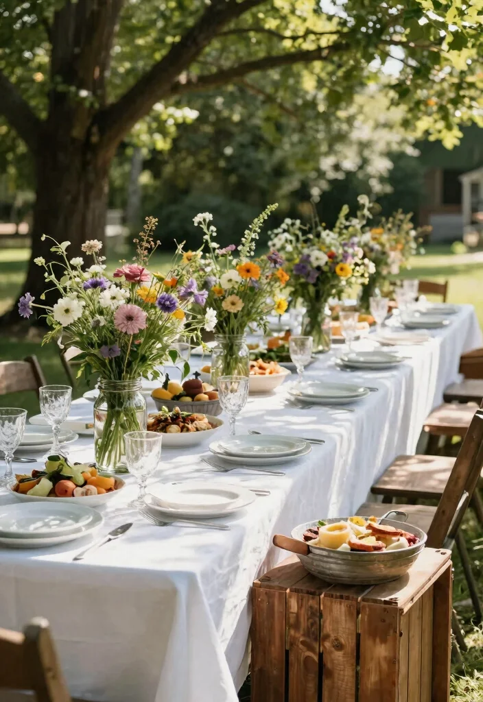 17 Wedding Buffet Table Setup Ideas That Flow Beautifully - 2. Elegant Farmhouse Style 1