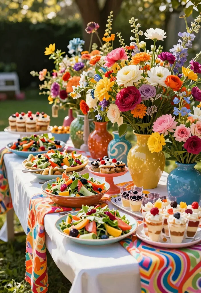 17 Wedding Buffet Table Setup Ideas That Flow Beautifully - 3. Whimsical Floral Wonderland 1