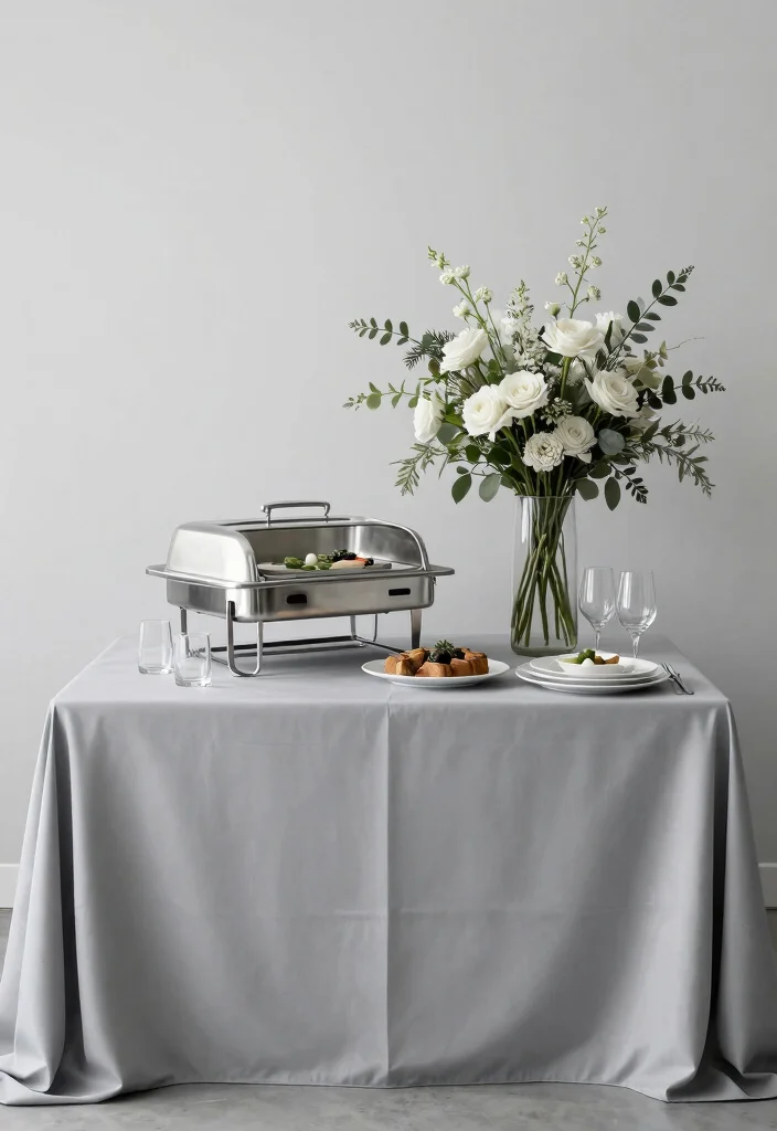 17 Wedding Buffet Table Setup Ideas That Flow Beautifully - 6. Minimalist Modern 1