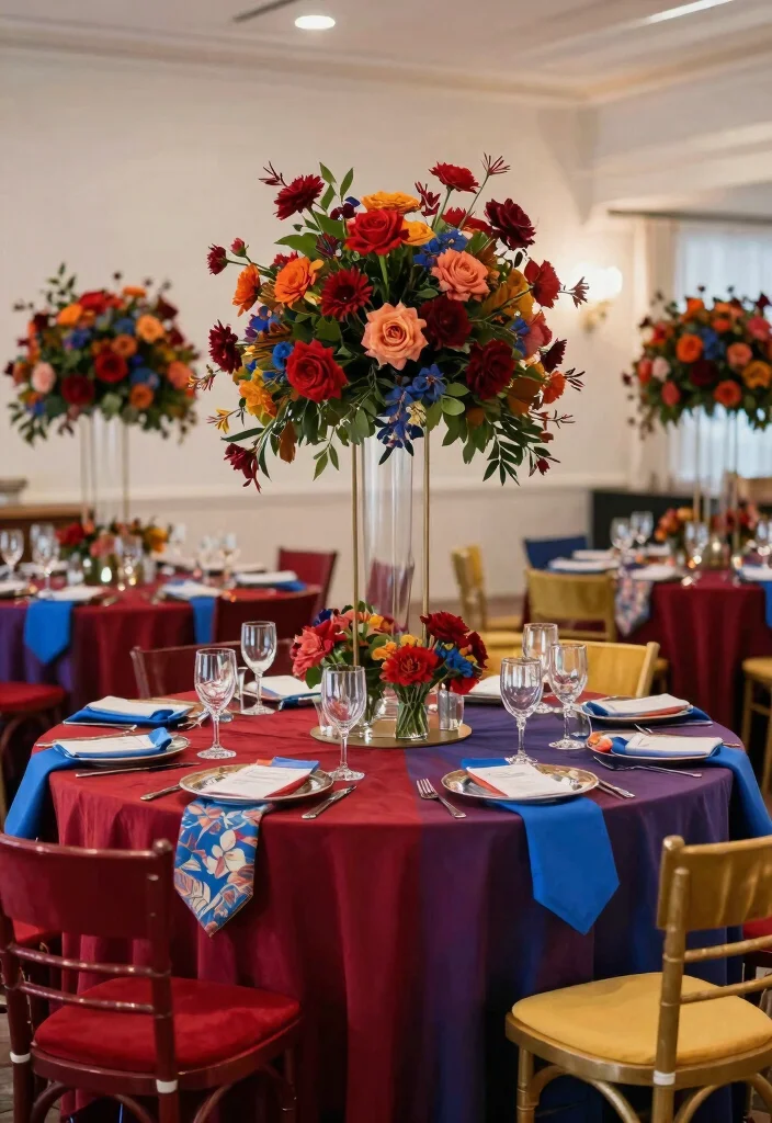 17 Wedding Reception Head Table Ideas That Stand Out - 10. Bold Color Palettes 1