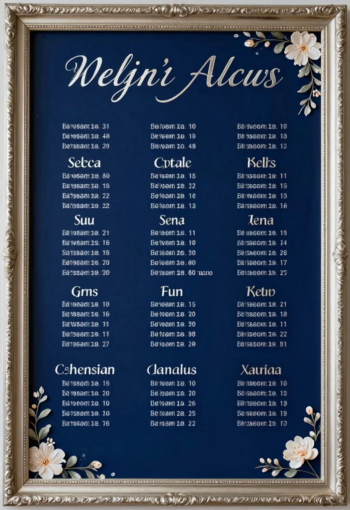 18 Navy Blue and Silver Wedding Decorations Ideas That Sparkle - 16. Navy Blue and Silver Seating Chart 1
