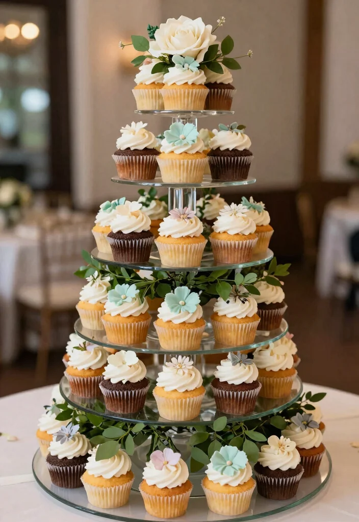 18 Wedding Cupcake Table Ideas That Look Sweet & Stylish - 13. Cupcake Tower 1