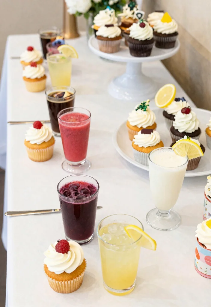 18 Wedding Cupcake Table Ideas That Look Sweet & Stylish - 17. Cupcake and Drink Pairing 1