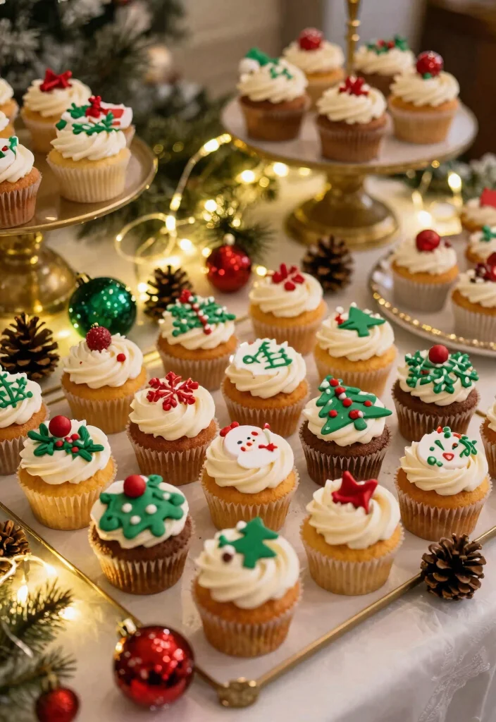 18 Wedding Cupcake Table Ideas That Look Sweet & Stylish - 18. Festive Holiday Theme 1