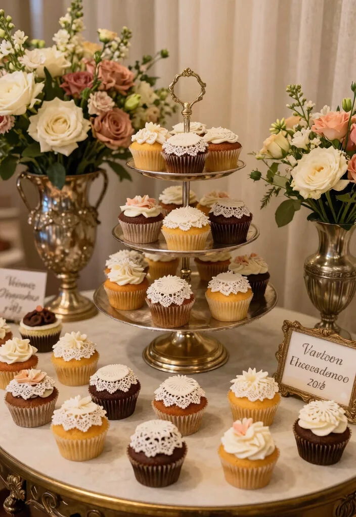 18 Wedding Cupcake Table Ideas That Look Sweet & Stylish - 5. Vintage Glamour 1