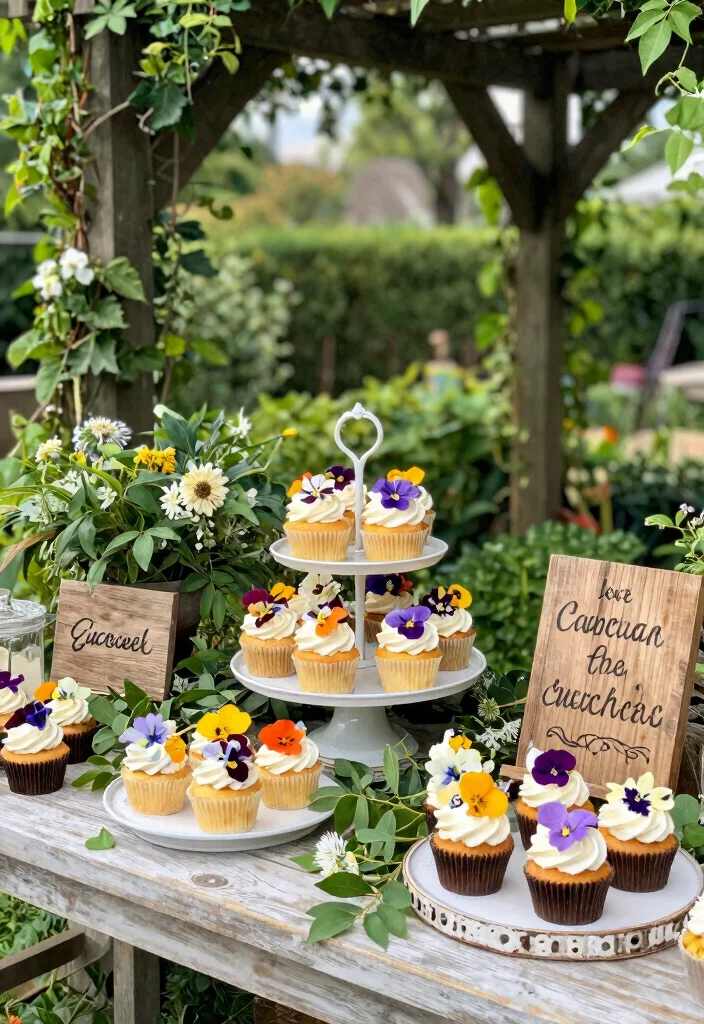 18 Wedding Cupcake Table Ideas That Look Sweet & Stylish - 7. Garden Party Elegance 1