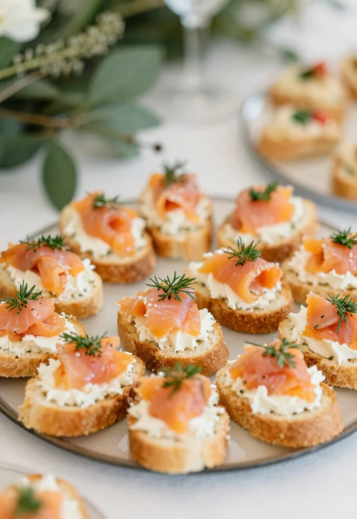 18 Wedding Snack Table Ideas That Feel Fun & Festive 68 18 Wedding Snack Table Ideas That Feel Fun & Festive - 17. Elegant Canapés 1