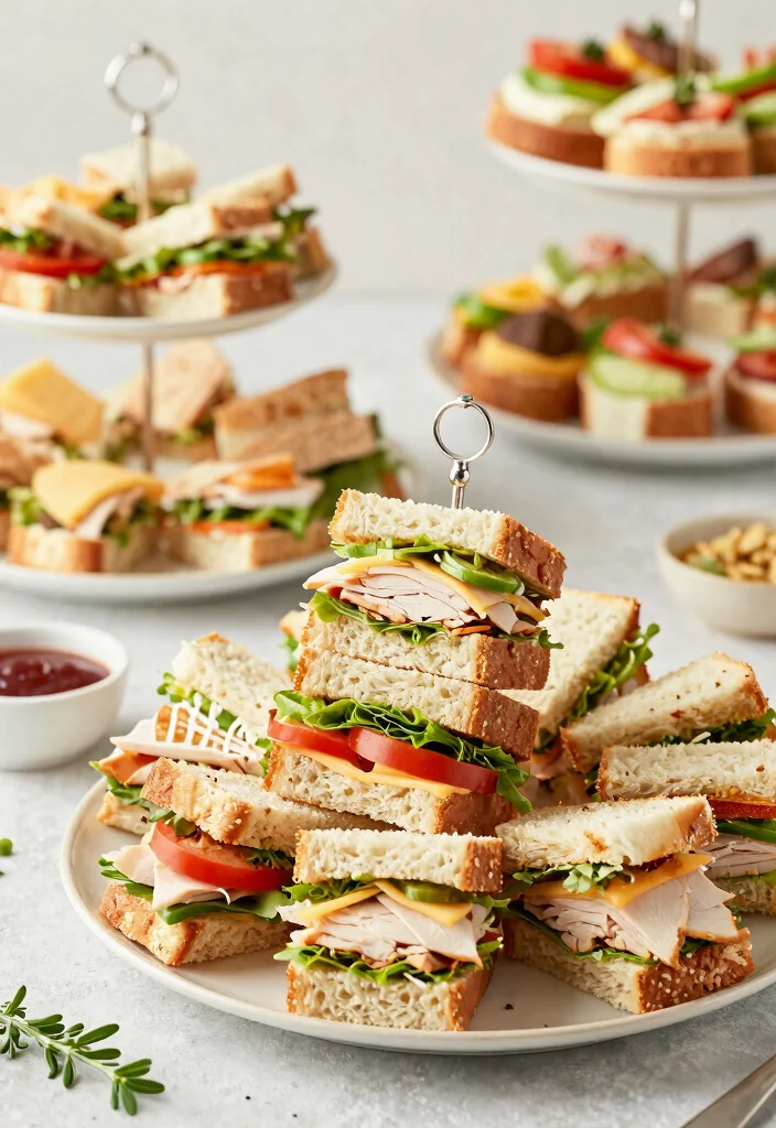 18 Wedding Snack Table Ideas That Feel Fun & Festive 48 18 Wedding Snack Table Ideas That Feel Fun & Festive - 7. Assorted Mini Sandwiches 1
