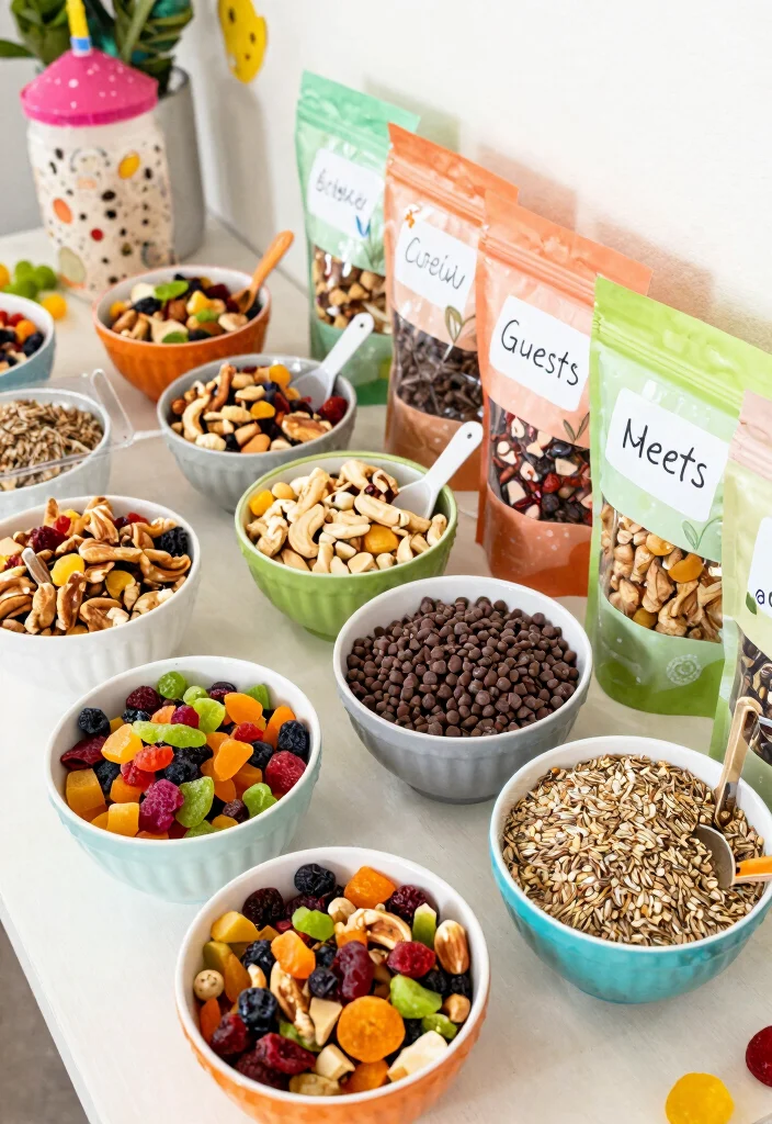 18 Wedding Snack Table Ideas That Feel Fun & Festive 59 18 Wedding Snack Table Ideas That Feel Fun & Festive - 8. Sweet and Savory Trail Mix Bar 1